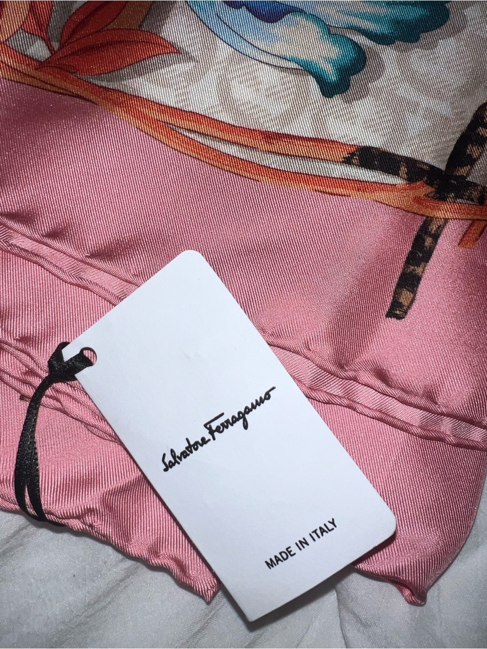 Salvatore Ferragamo Pink Silk Bandeau with Floral Accent